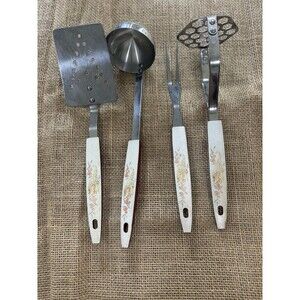 Vintage Stanley Utensil Set of 4 Vegetable Spatula Potato Masher Ladle Fork USA